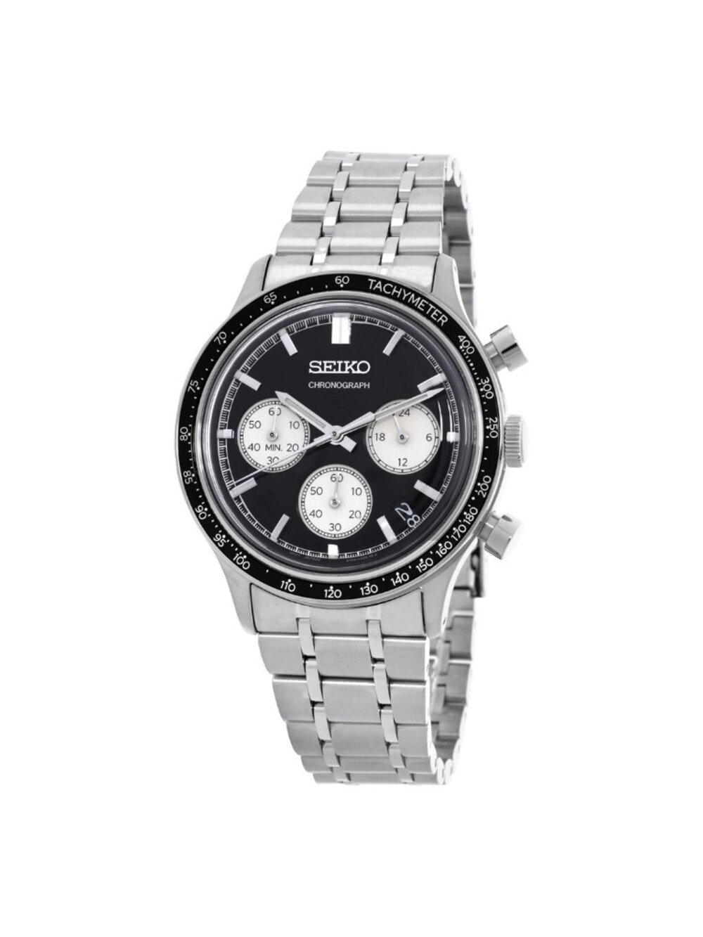 NWT Seiko Chronograph Quartz Black Dial Men's Watch